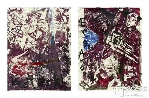 约尔格·伊门道夫《德国咖啡馆系列—FF带来的》，纸上综合媒材，80cm×60cm，1982年。
