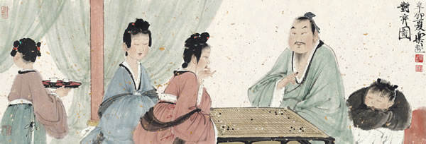徐乐乐  《对弈图》  27.5×80cm
