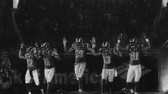 Robert Longo, Study of Football Players Triptych (2015). Photo: courtesy of the artist and Metro Pictures, New York