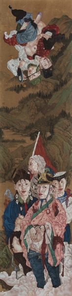 魏东Wei Dong 云中君3号 Man in the Clouds No.3 1997-1998 纸本设色 Ink and color on paper  133×33cm