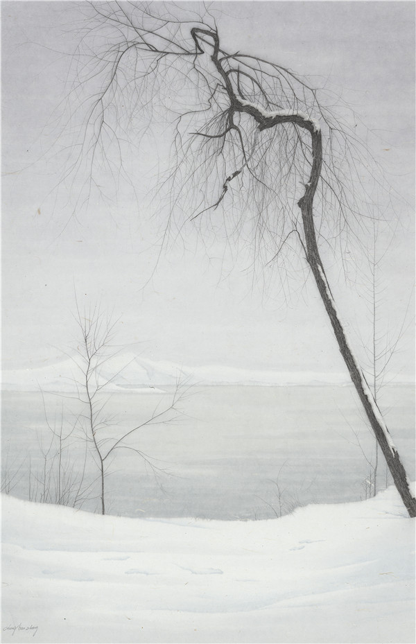 程保忠-《白与黑》-87x56cm-纸本设色-2015