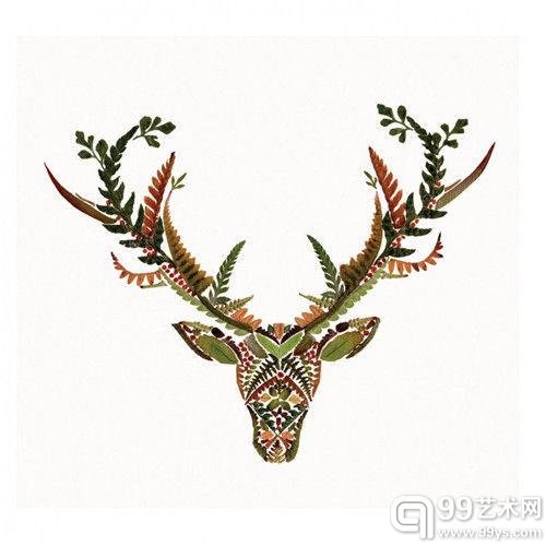 艺术家用树叶制精美插画