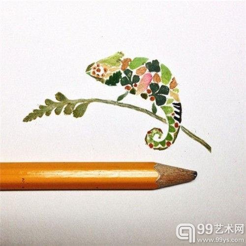 艺术家用树叶制精美插画
