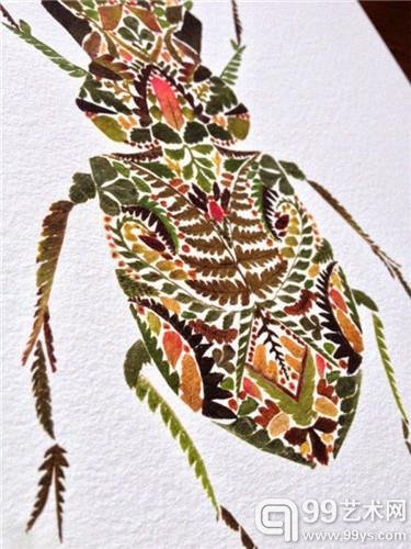 艺术家用树叶制精美插画