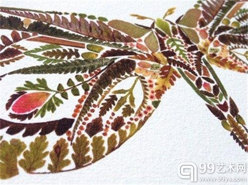 艺术家用树叶制精美插画