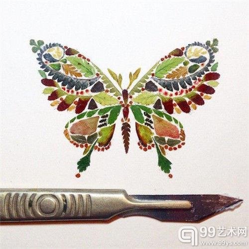艺术家用树叶制精美插画