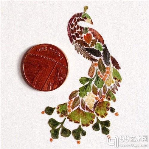 艺术家用树叶制精美插画