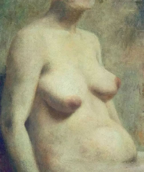 方力钧1987至1988年期间的课堂习作，61×48cm，布面油画