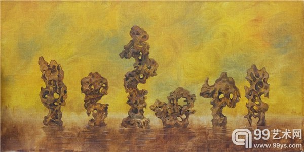 王少文 观石不语 40X80 Oil 2015