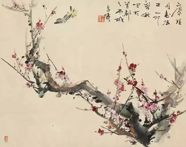 王雪涛(1903-1982) 梅花双蝶