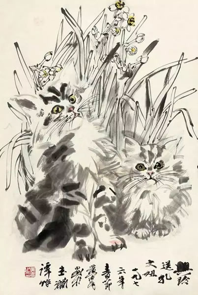 黄 胄(1925-1997) 双猫