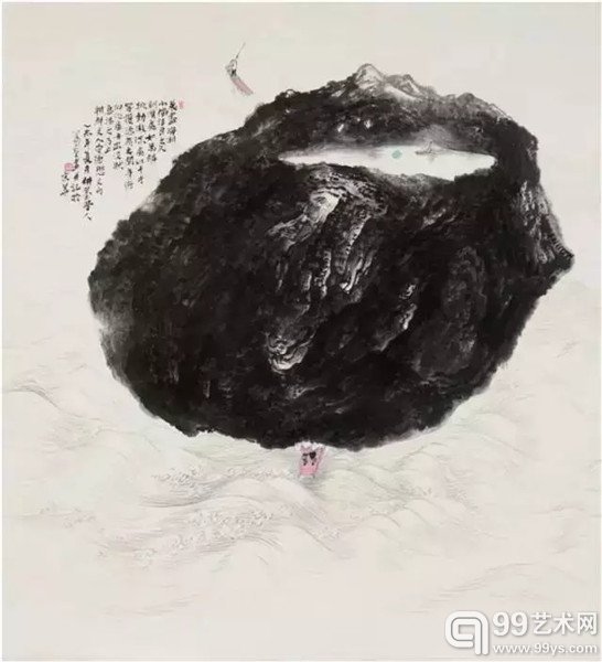 柳时浩参展作品 川 96x96cm 纸本水墨 2015（韩国）