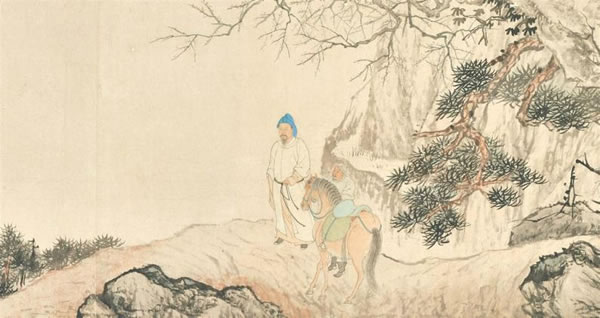 坂本五郎珍藏中国古代书画 石涛（1642 – 1708）《黄砚旅度岭图》（局部）