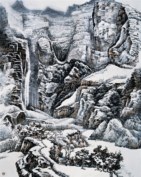 雪浴太行，2005年，145X180CM