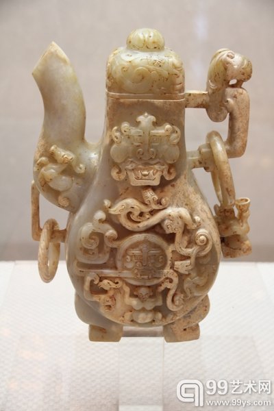 汉•青白玉•双耳壶