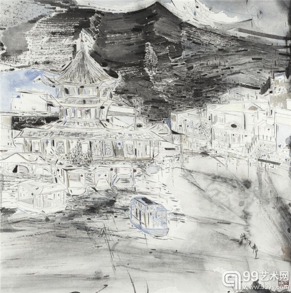 赵怡文 金陵幻景 69×69cm  纸本 2013年