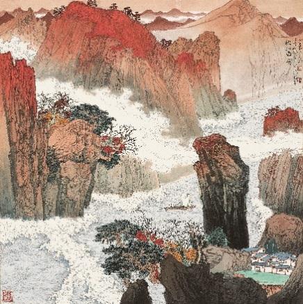 《秋江云涛》