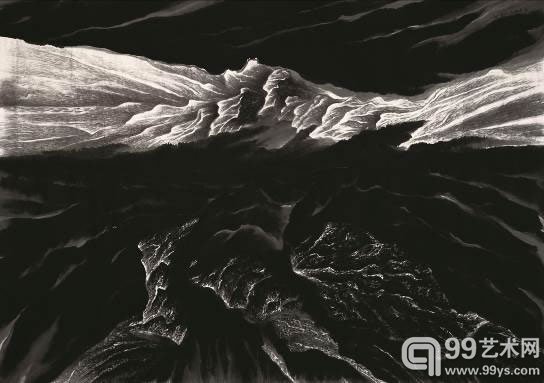 `东风既白` 2008 年作 水墨纸本200 x 300 cm