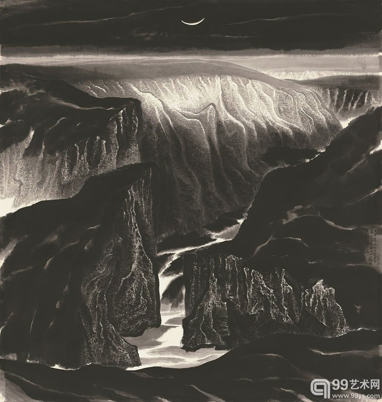 `黄土高天夜夜心` 2007年作 水墨纸本1692 x 1780 cm