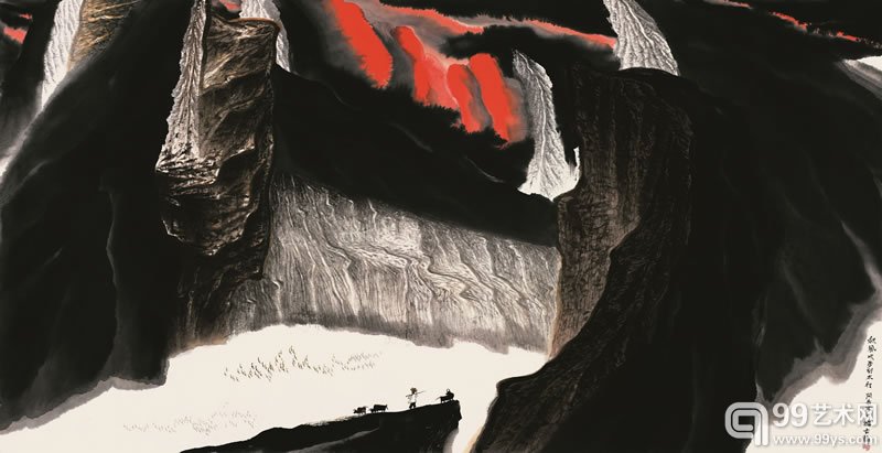 `秋风吹梦到太行` 2010 年作 水墨纸本97 x 188.5 cm