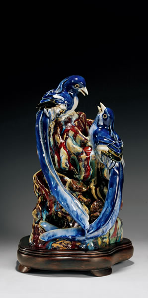 2014年 区桂婵 双绶带鸟 原作 17 × 18 × 31