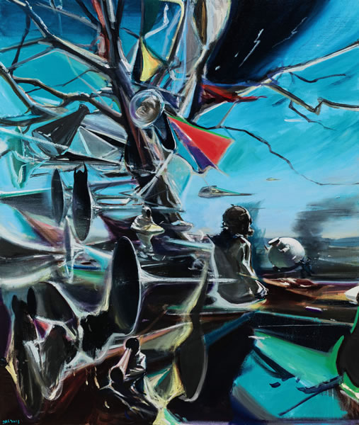 贾蔼力（1979年生）《闪光的世界》^ 2015年作，油画画布，130x110公分 估价：120万至160万港元／15万4,000至20万5,000美元 *拍卖收益将全数拨捐国际特殊奥林匹克*