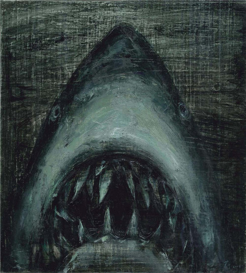  陈蔚 《鲨鱼02》 30.5x27.5cm 木板油彩 2015年