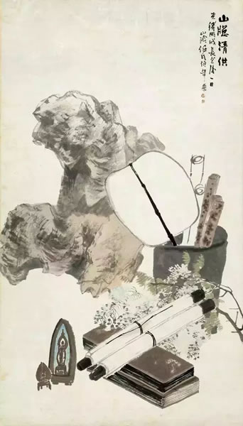 任颐（1840-1896） 山窗清供 光绪丙戌（1886年）作 镜心 设色纸本 148×84cm