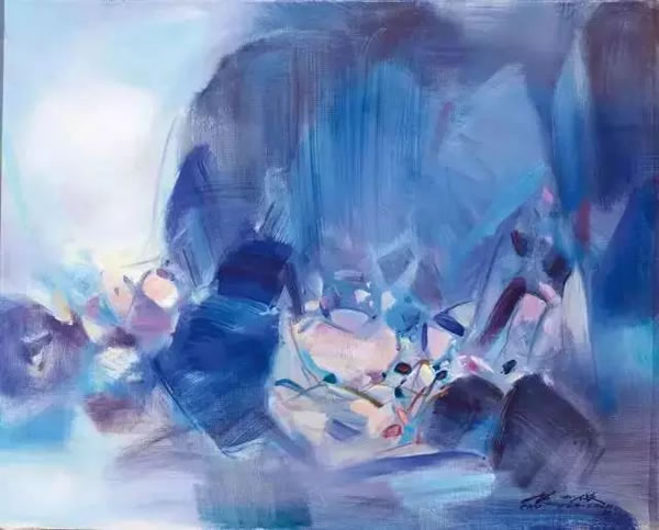 朱德群 (1920 - 2014) 溫和的展望 布面油彩  66.5 × 82.5 cm 1996