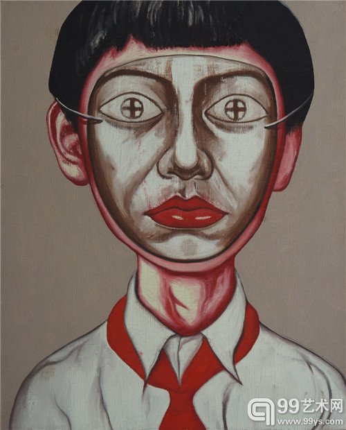 艺元空间：曾梵志，面具，48m×38cm，布面油画