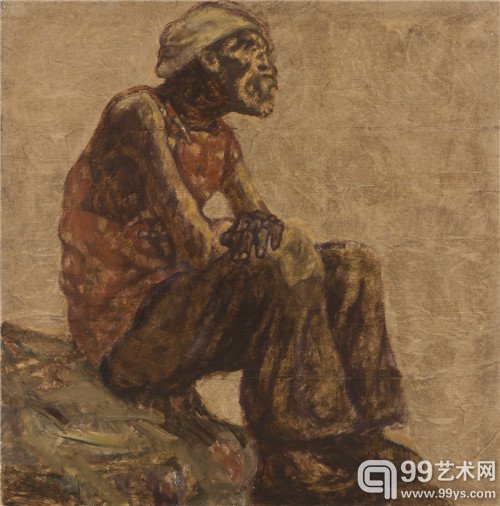 艺·方舟：黄昏里的老汉++尚扬+102.5乘102cm+布面综合材料+1983...
