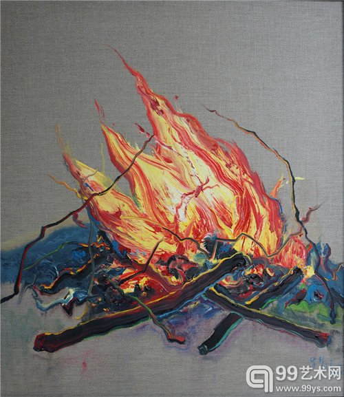 艺元空间：曾梵志，火，80cm×70cm，2013，布面油画