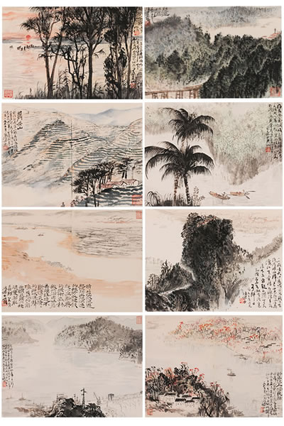 153 陆俨少  就新图册 册页(八开)  设色纸本 1965年作 24×33 cm×8   约0.7 平尺( 每幅) RMB: 4,200,000 -4,500,000 展览：1.“虚怀斋藏陆俨少书画展”，保利艺术博物馆，2010年。 2.第三届“中国近现代书画十二大名家精品展”，保利艺术博物馆，2011年。 著录：1.《虚怀斋藏陆俨少书画集》，第152-159页，上海人民美术出版社，2008年1月。 2.《中国近现代书画十二大名家精品集(三)》，第261页，保利艺术博物馆，2011年10月。