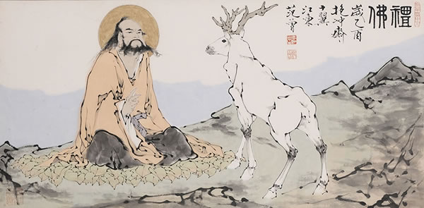 657 范 曾  礼佛图 镜心 设色纸本 2005年作 67×136 cm  约8.2 平尺 RMB:800,000-1,200,000