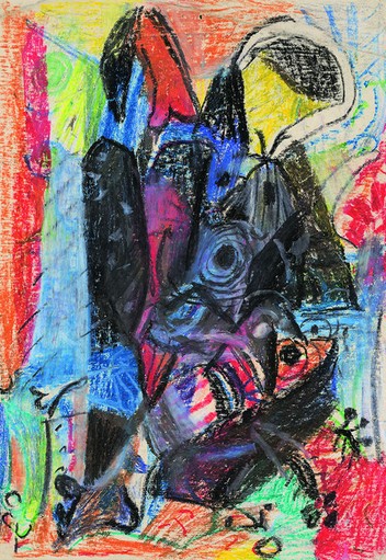 无题,纸本蜡彩，39.4×27
