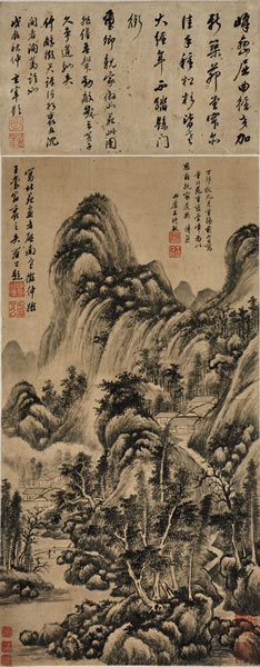 王时敏《仿董源重峦迭嶂》 水墨纸本 立轴 估价：20 万至 28 万港元