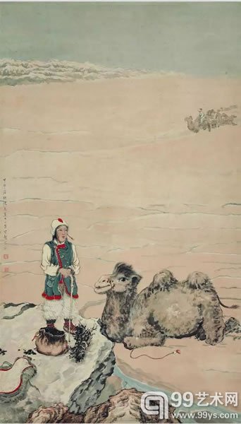 《塞上一景》 纸本设色 130x92cm 1944年作