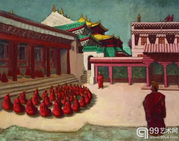 《塔尔寺小金瓦寺》 油画 67x90cm 1943年作