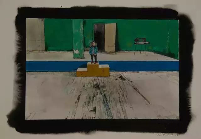 艺术家：白露洋 作品名称：绿墙2 尺寸：55x75cm 材质：纸本水彩 创造年代：2015年（微拍全球青年术家作品展览）
