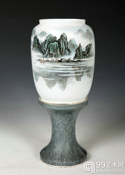张松茂作品《湖光山色》28x13cm