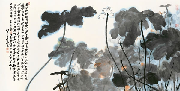 张大千 (1899-1983) 《荷塘》 设色纸本 镜框 一九七九年作 估价   12,000,000 - 18,000,000  港币