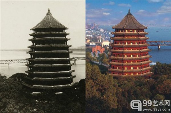 杭州六和塔。六和塔位于西湖之南,钱塘江畔。江面上是钱塘江大桥。