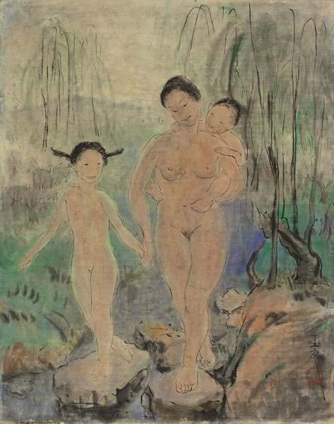 潘玉良　母與子　彩墨紙本　約1950/60年代作