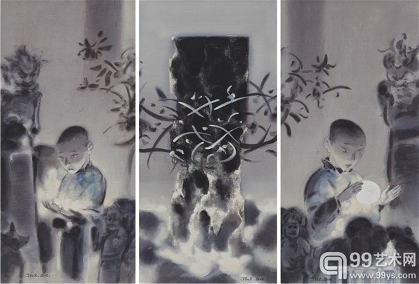丁红卫 《 我的民国26》 纸板丙烯  22x46cm  2015年 