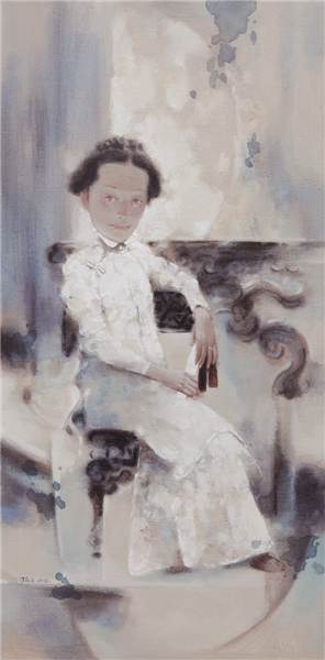 丁红卫 《 我的民国 .旧家殿阁》 布面丙烯  50x100cm  2015年 