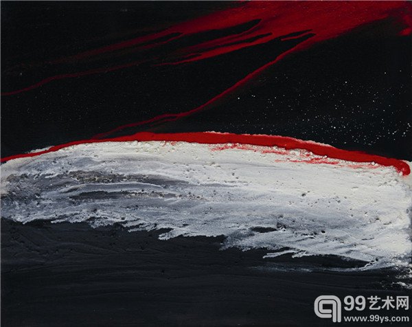 《没有月亮的海洋、火及宇宙 》80cm×100cm，布面油画，2014 年
