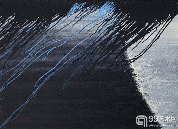 《水在流淌着下降》110cm×150cm，布面油画，2014 年