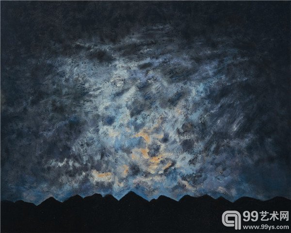 《有山的天空》110cm×150cm，布面油画，2014 年