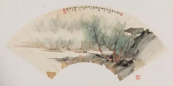 启功 《稼轩词意》 纸本镜心（扇面） 尺寸：18.5×52.5cm