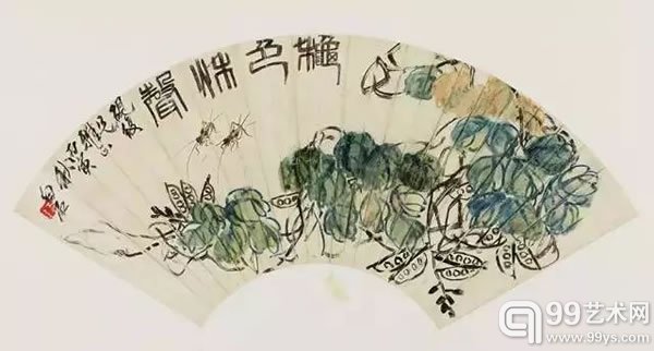 齐白石 《秋色秋声》 1926 纸本镜心 尺寸：19.5×54cm